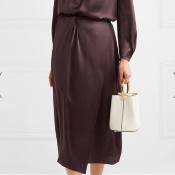 Vince Dresses & Skirts - Vince knotted wrap effect silk midi skirt XL